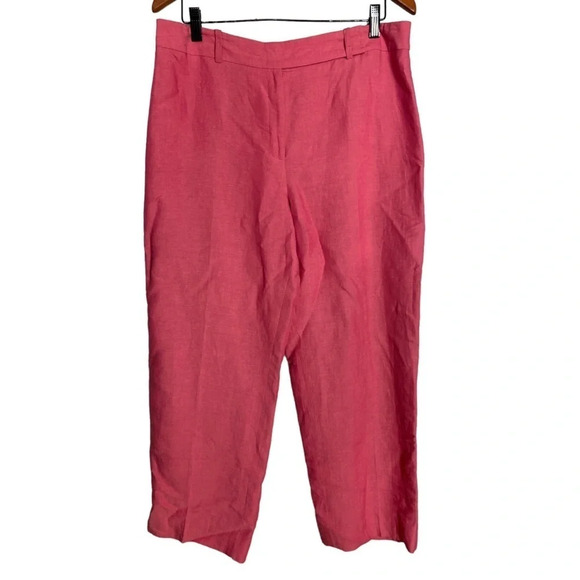 Ann Taylor Loft Women’s Pink Linen Blend Pants Size US  12 Lined Lightweight - Picture 1 of 12